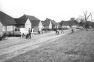 The slip road in front of the bungalows on Eversley Road