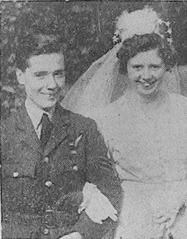 'Miss P. Wells and Mr. E. Sumner, who were married at Arborfield'